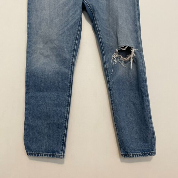 LEVI'S LEVIS 501 CT Jeans Customized Tapered Ripped Button Fly Cropped W26 L32 - Picture 4 of 16